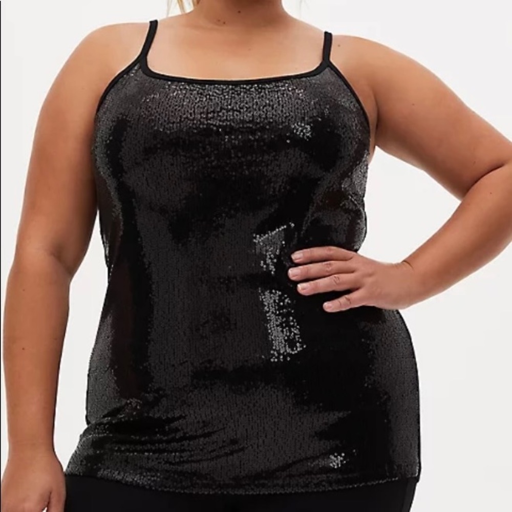 Torrid Black Sequin Foxy cami size 2 new with tags